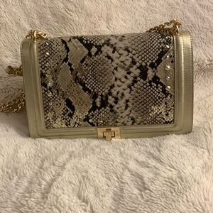 Faux snakeskin gold purse